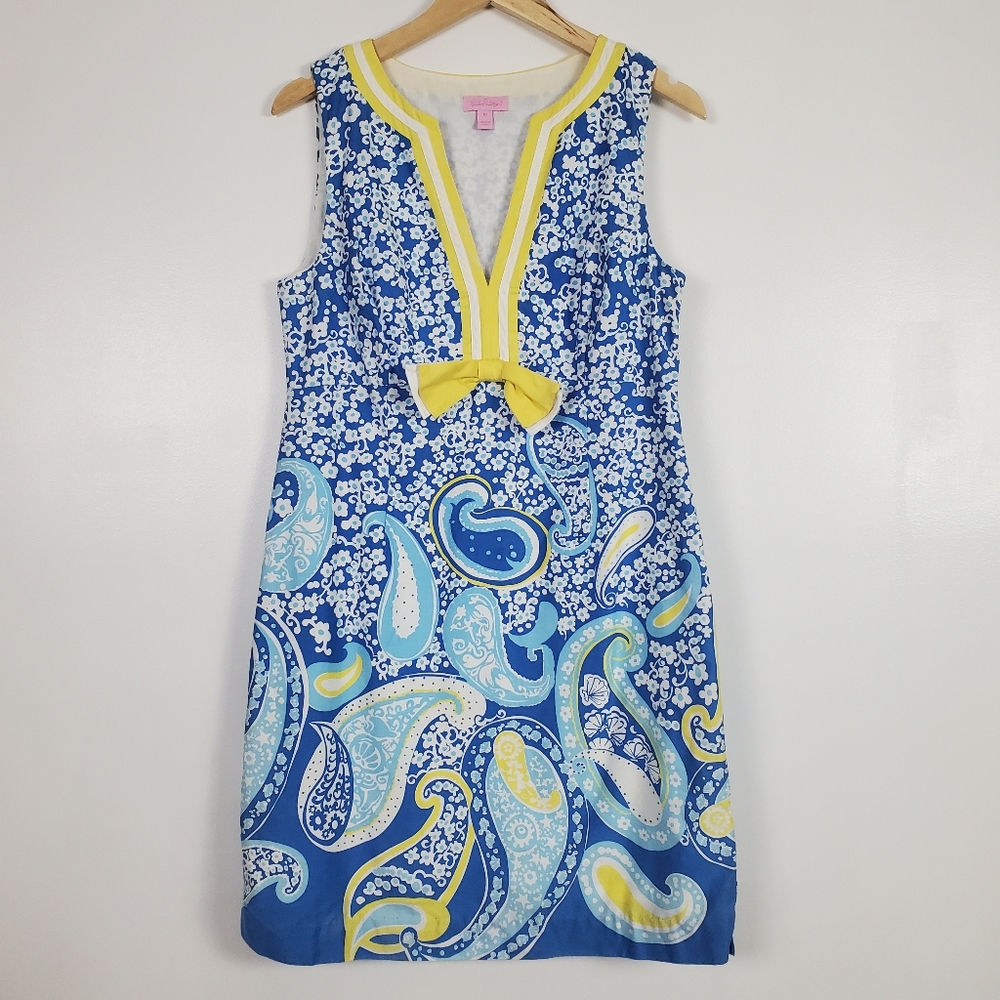 Lilly Pulitzer dress, paisley blue and yellow 10